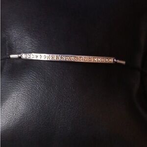 Swarovski Silver Bar adjustable Bracelet with Crystals with Swan stamp logo EUC